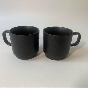 Pair of 2013 Starbucks Black Diamond Pattern Mugs
